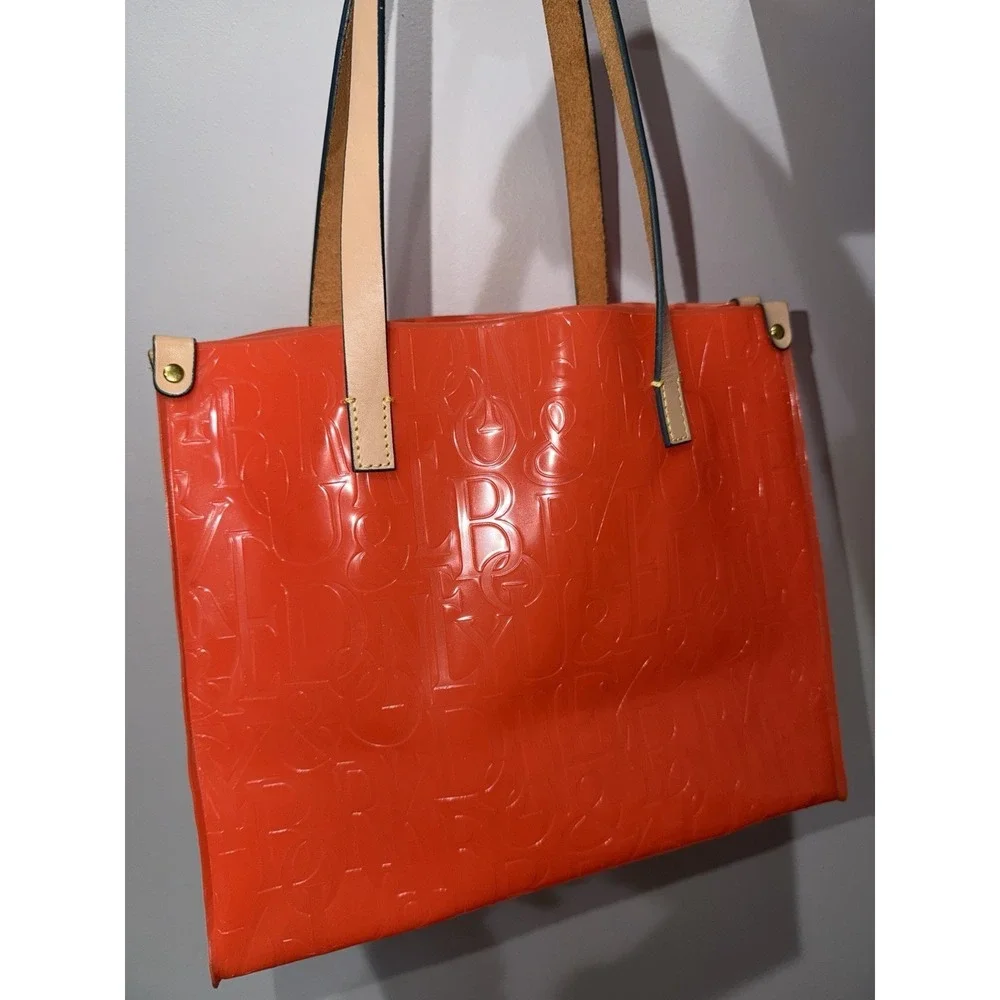 Dooney & Bourke Acrylic Plastic Jelly Vintage Monogram Tote Orange Leather Y2K M